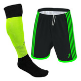 Kit Futebol Infantil Calção Forrado + Meião Longo Pé Algodão