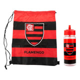 Kit Garrafa Squeeze 450ml Time Flamengo C/ Mochila Tipo Saco