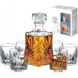 Kit Garrafa Whisky Licor Bar 1l Vidro + Jogo Copos 280ml 6un