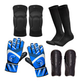 Kit Goleiro Futebol Joelheira Luva Meião Caneleira -infantil