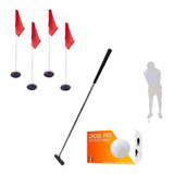 Kit Golfe Adulto Taco De Metal + 4 Bolas + Bandeirolas