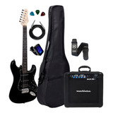 Kit Guitarra Giannini Strato G-101 Preto Cubo + Acessórios