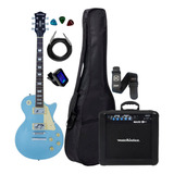 Kit Guitarra Lps-230 Les Paul Mb Azul Capa Cubo + Acessórios