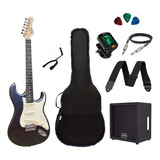 Kit Guitarra Memphis By Tagima Mg30 Strato Mdsv + Caixa