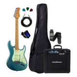 Kit Guitarra Tagima Strato Tg530 Azul Capa Cubo + Acessórios