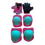 Kit Inf Luva, Joelheira E Cotoveleira Pro Hand Rosa-verde