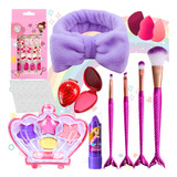 Kit Infantil Maquiagem Completa Paleta Sombra + Pincel