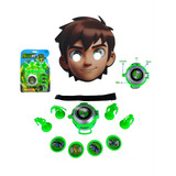 Kit Infantil Máscara Realista Ben 10 + Omnitrix Lança Disco