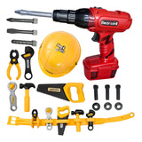 Kit Infantil Parafusadeira Eletrica E Cinto De Ferramentas