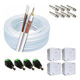 Kit Instalação 4 Câmeras Cftv Cabo Cx E Conectores K424