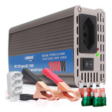 Kit Inversor Conversor De Tensão 12v Para 110v 1000w Onda Senoidal Pico 2000w Botão Liga/desliga Led Indicador Tripla Proteção Tomada Universal Acompanha Benjamin 4 Saídas E 2 Fusível Verde 30a Brinde