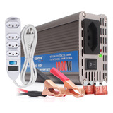 Kit Inversor Conversor De Tensão 12v Para 110v 1000w Pico 2000w Led Indicador De Liga/desliga Acompanha Régua 4 Tomadas 2 Fusível 10a Garra Jacaré Brinde