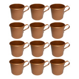 Kit Jogo 12 Caneca Copo Moscow Mule Alumínio Cor Cobre 350ml