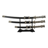 Kit Jogo 3 Mini Espadas Decorativas Samurai Katana Medieval