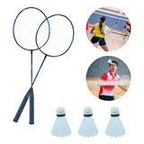 Kit Jogo Badminton Com 2 Raquetes + 3 Petecas + Bolsa
