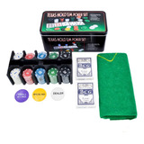 Kit Jogo De Poker 200 Fichas 2 Baralhos + Toalha De Mesa