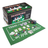 Kit Jogo De Poker 200 Fichas Texas Holdem Baralho Completo