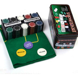 Kit Jogo De World Poker Com 200 Fichas 2 Baralhos + Feltro