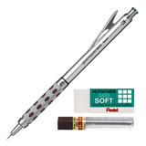 Kit Lapiseira Pentel Graphgear 1000 0.3mm Grafite Borracha