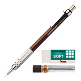Kit Lapiseira Pentel Graphgear 500 0,3mm Grafite Borracha