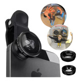 Kit Lentes Olho De Peixe Universal 3x1 Para Celular Fisheye