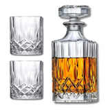 Kit Licoreira Garrafa De Vidro Para Whisky 2 Copos De Whisky