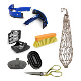 Kit Limpeza Cavalo Rodo Tesoura Raspadeira Escova + Brinde