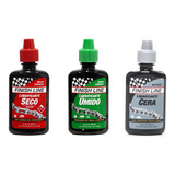 Kit Lubrificante Corrente Finish Line Cera/seco/úmido 60ml