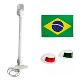 Kit Luz Bombordo Boreste Led + Mastro Branco Led + Bandeira