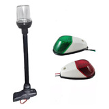 Kit Luz Bombordo E Boreste Branco 5 Leds + Mastro Preto Led
