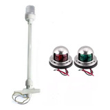 Kit Luz Bombordo E Boreste Inox Led+ Mastro Branco Led 40 Cm