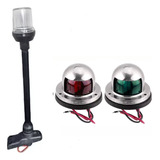 Kit Luz Bombordo E Boreste Inox Led+ Mastro Preto Led 40 Cm