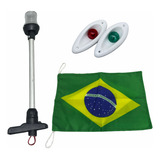 Kit Luz De Navegação Led Olho De Tubarão + Mastro + Bandeira
