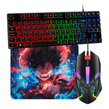 Kit Mageon Teclado Semi Mecânico Tkl 80% + Mouse Gamer Led 7 Cores 2400dpi + Mousepad Estampado Speed