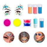 Kit Make P/ Carnaval Sombra Neon Glitter Pedrinhas Corporal
