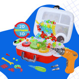 Kit Maleta Criativa 253pc + Parafusadeira Elétrica Educativo
