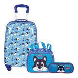 Kit Malinha Kids Dog Cachorro Rodinhas 360º Lancheira Estojo