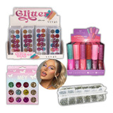 Kit Maquiagem Carnaval Sombra Glitter Brilho Bloquinho Pedra