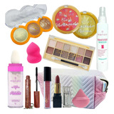 Kit Maquiagem Estojo Paleta De Sombra Iluminador Mia Make
