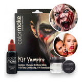 Kit Maquiagem Halloween Sangue Falso Vampiro Ferida Drácula