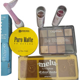 Kit Maquiagem Pó Banana, Rimel , Delineador, Sombas, Baton,