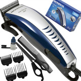 Kit Máquina Cortar Cabelo Barba Mondial 9 Peças Cr-07 Azul