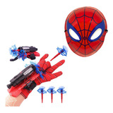 Kit Máscara + Luva Lança Teia Homem Aranha Lançador Infantil