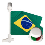 Kit Mastro Branco Com Alumínio Luz Bicolor E Bandeira Barcos