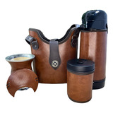 Kit Mateira Marrom Completo + Cuia + Tapa-erva + Térmica 1l