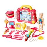Kit Médica Com Luz E Som 36 Peças E Boneco Simulação Cor Vermelho