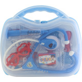 Kit Médica Infantil Maleta Com Acessórios Luz E Som Bbr Toys Cor Azul
