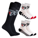 Kit Meião Futebol Infantil São Paulo + 2x Pares Meia Casual