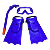 Kit Mergulho Completo Infantil Máscara Snorkel Pé De Pato Cor Azul