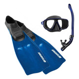Kit Mergulho Seasub Máscara Snorkel Nadadeira Azul
